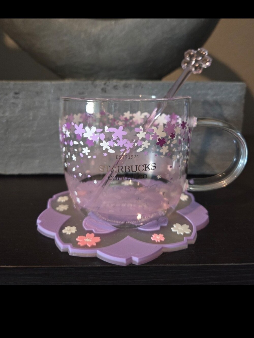 (LAST SET)Starbucks Sakura Color-changing 12 oz Glass Cup Set